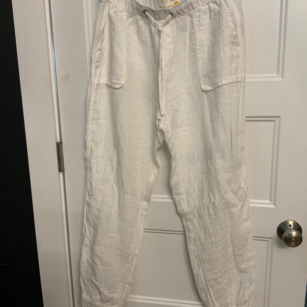 100% white linen pants